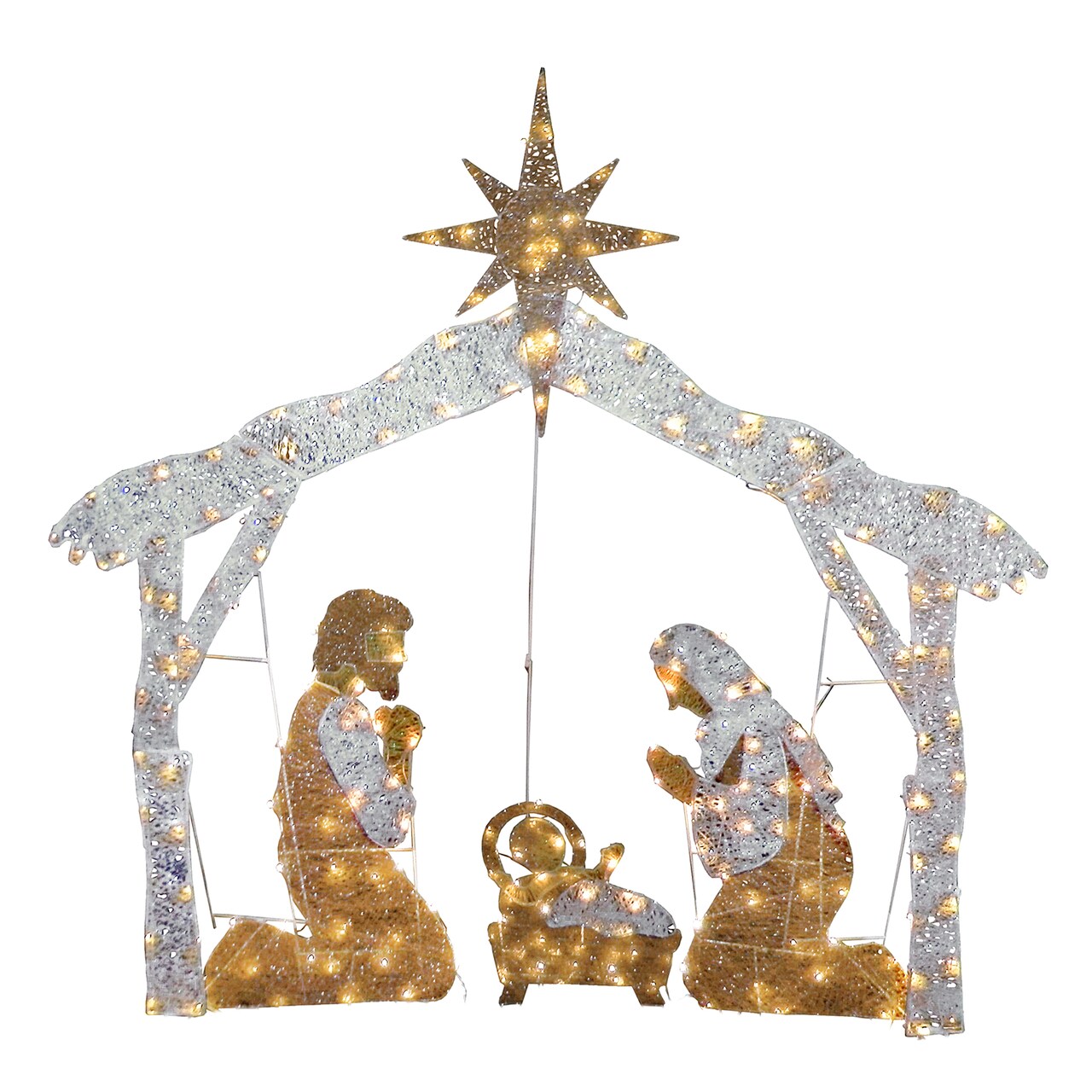 National Tree Company Pre-Lit Nativity Scene, Cool White Lights, LED, 55 inch, Indoor or Outdoor Use.